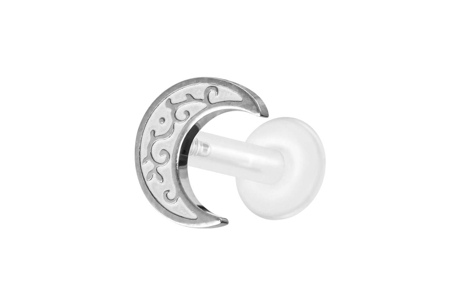 PTFE Labret Piercing mit Innengewinde + Titan-Aufsatz MOND